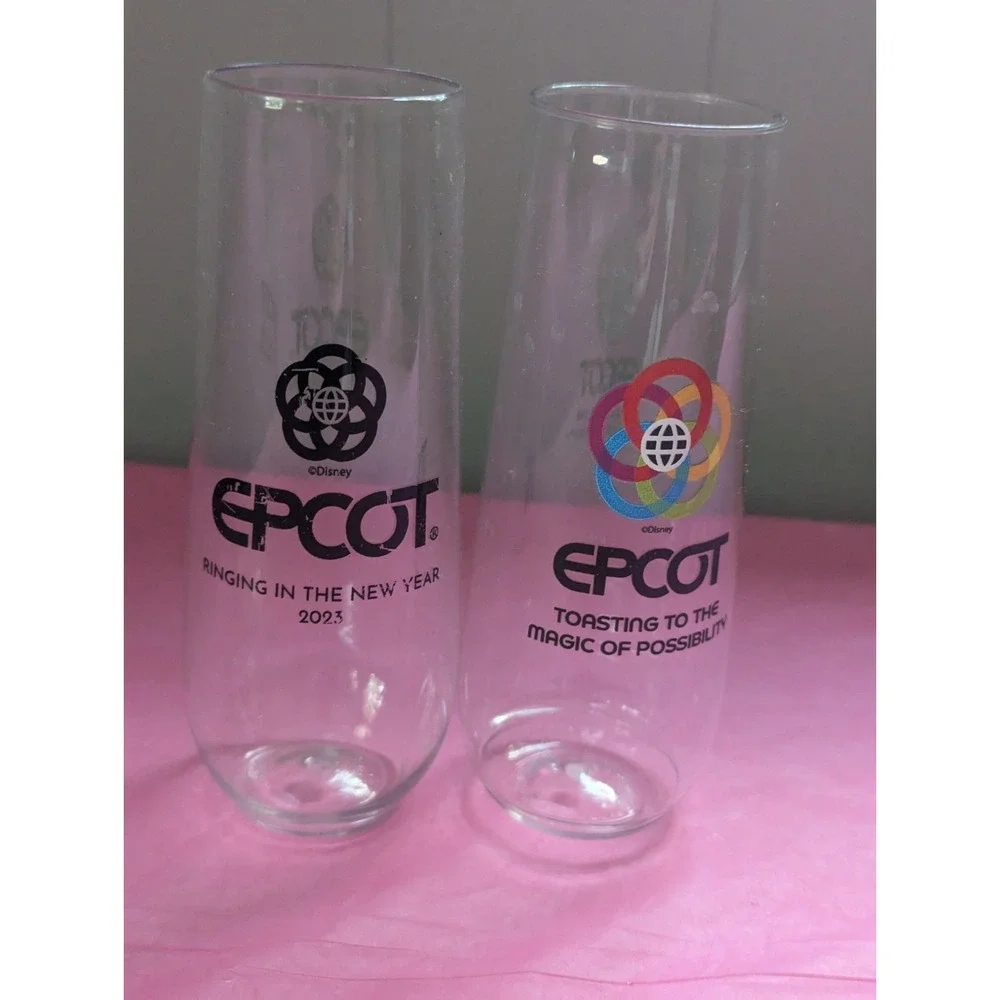 2 lot Plastic‎ Epcot cups ringing in new year 2023 toasting magic of possibility